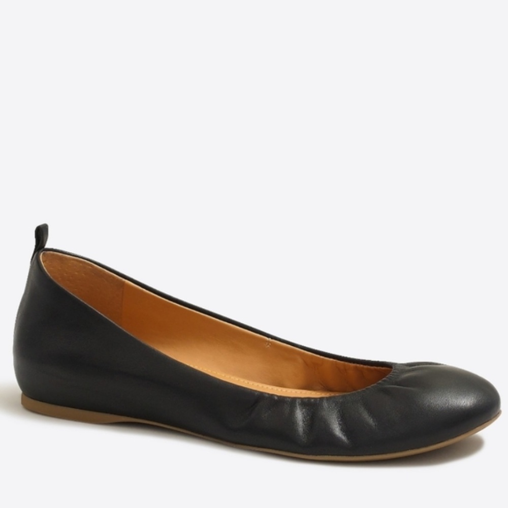 JCrew Anya Ballet Flat Black Leather 6.5